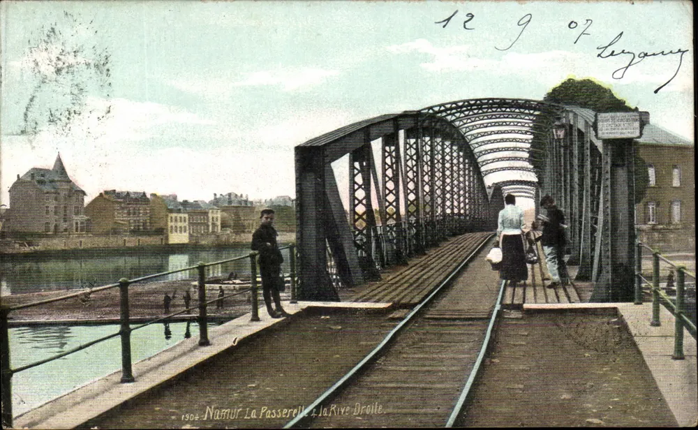 Namur - La Passerelle à la Rive Droite — 1904 — editore sconosciuto - Recto