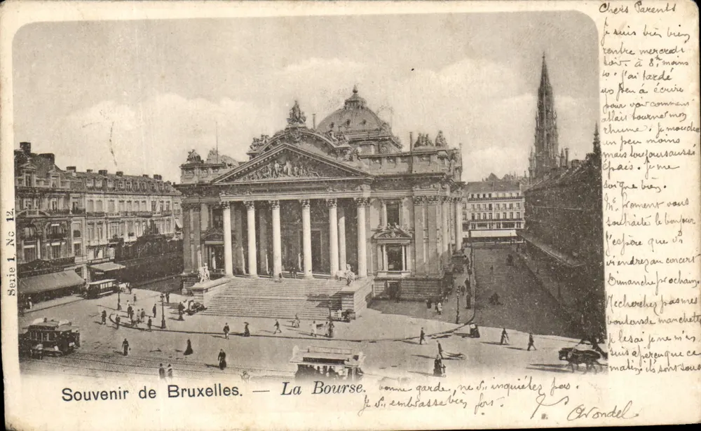 Bruxelas — A Bolsa — Série 1, N° 12, editor Vandorner & Cie - Frente