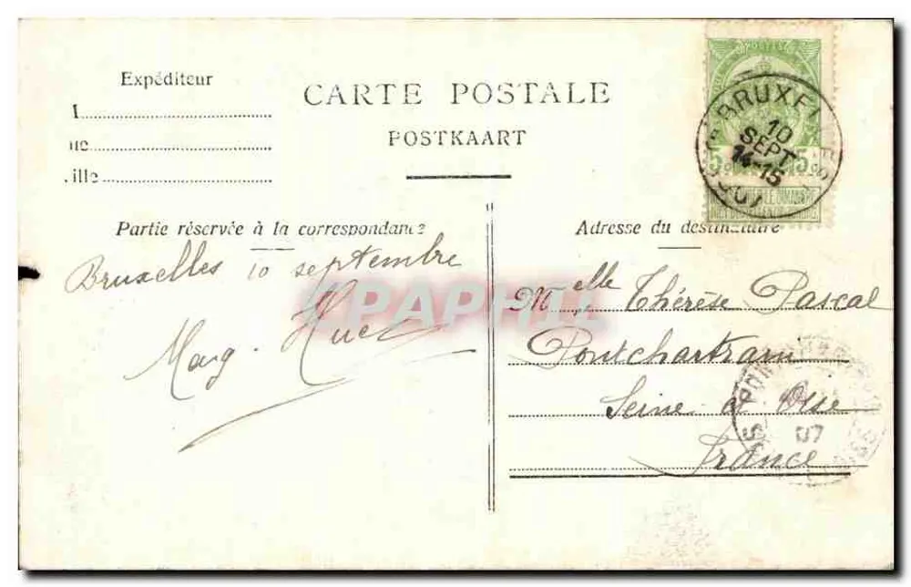 Bruxelas — Monumento Anspach — editor desconhecido, n° 14 - Verso
