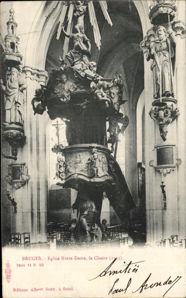 Brügge — Kirche Notre-Dame, der Predigerstuhl (1743) — Verlag Albert Surz, in Gent, Serie 11 N 19 - Vorderseite