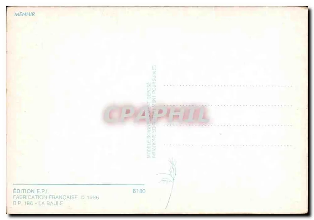 A Bretanha — Menhir — Edição E.P.I. - Verso