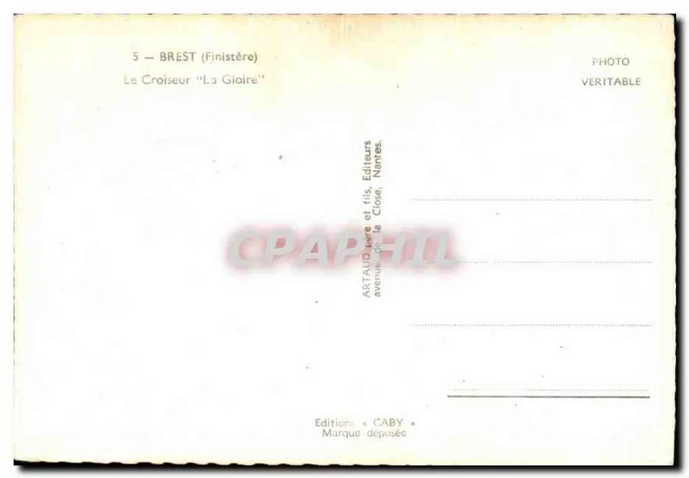 Brest (Finistère) — Der Kreuzer "La Gloire" — Editions CABY - Rückseite