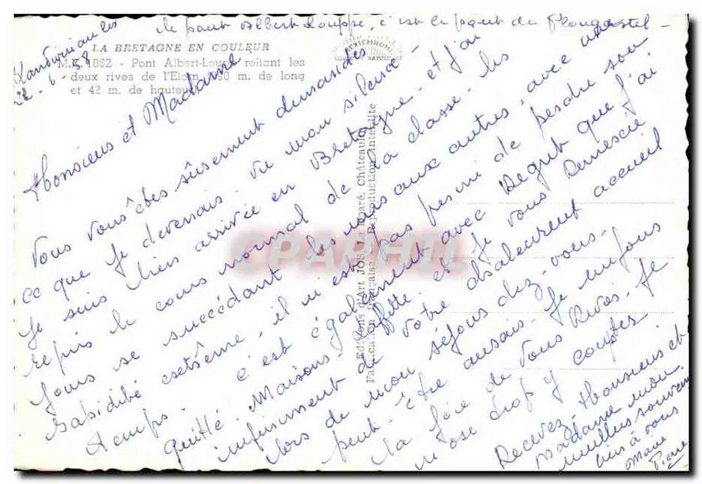 Ponte Albert-Louis — ligando as duas margens do Élorn — editor Ploumagoz - Verso