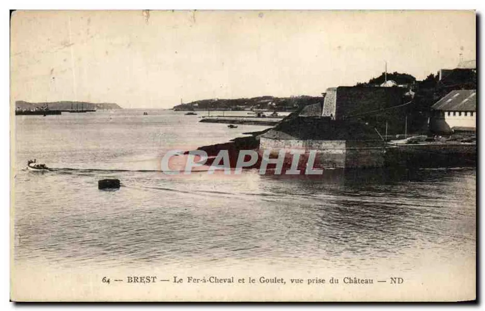 Brest — Le Fer-à-Cheval und der Goulet, Blick vom Schloss — ND - Vorderseite