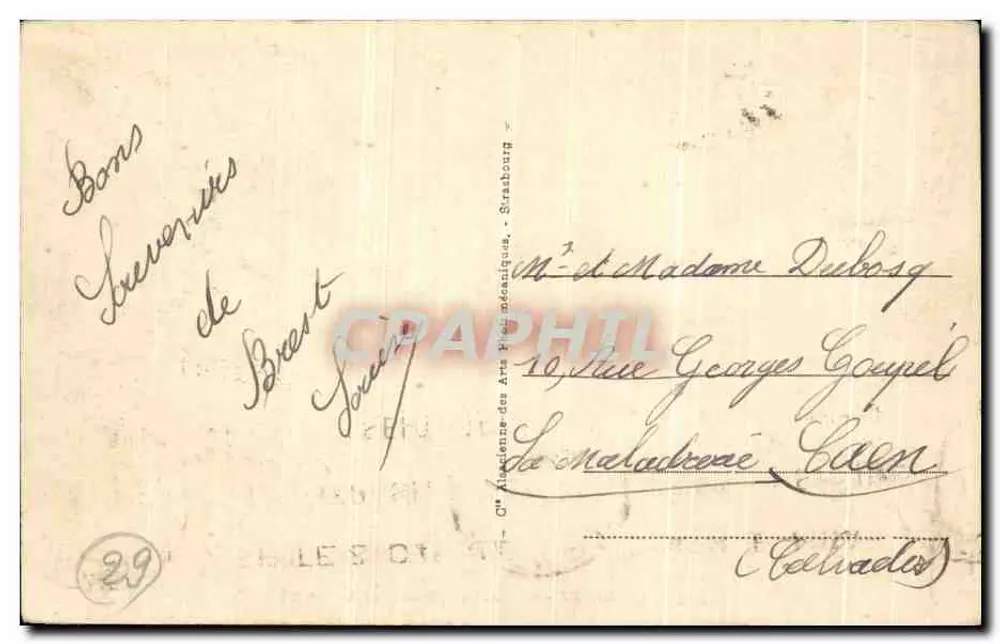 Brest - La Rade et l'Entrée de la Penfeld — éditeur A.R.C. n°12 - Rückseite