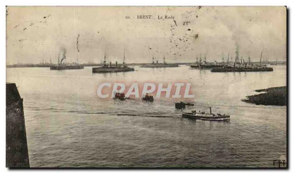 BREST - A Baía — vista marítima com navios — editor F.T. n°20 - Frente