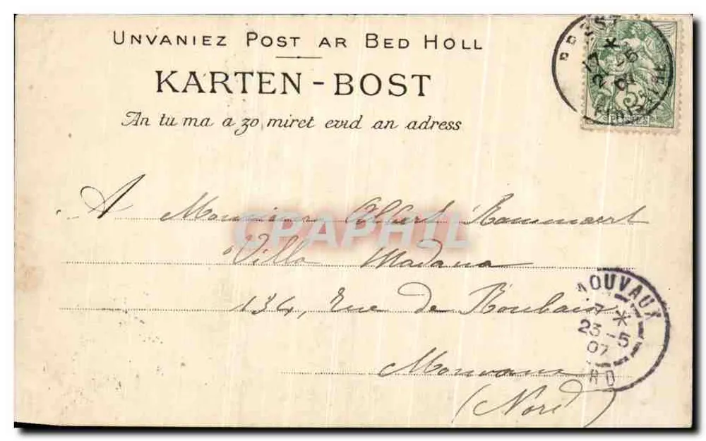Brest — Die Hallen. Die Kirche Saint-Louis — Antike Ansichtskarte n°362 - Rückseite
