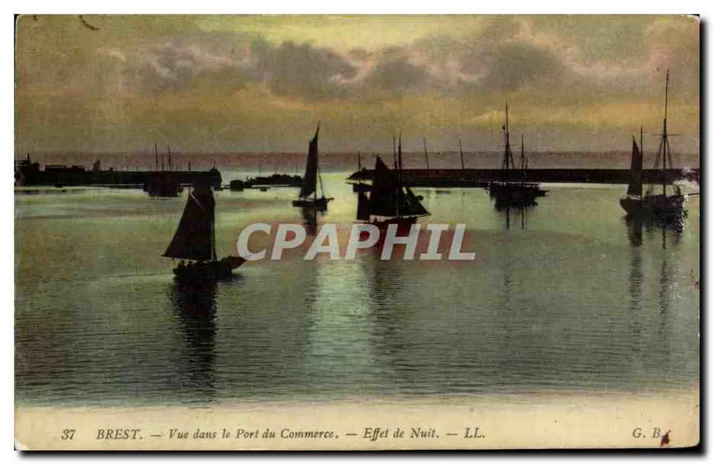 BREST — Vue dans le Port du Commerce — Effet de Nuit — LL. — G.B. — n°37 - Vorderseite