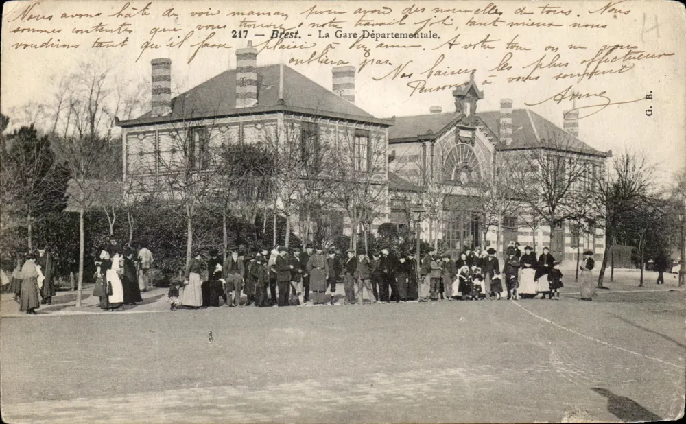 Brest — La Gare Départementale — éditeur G. B. n° 217 - Frente