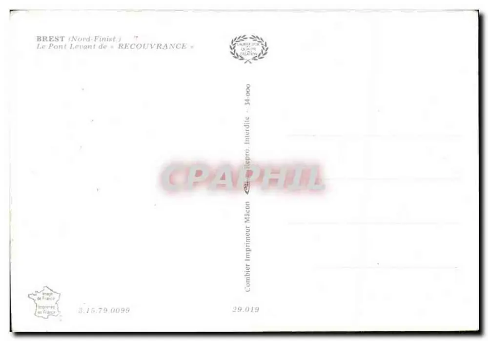 Brest (Nord-Finistère) — O Ponte Levant de Recouvrance — editor Combier Imprimeur Macon - Verso