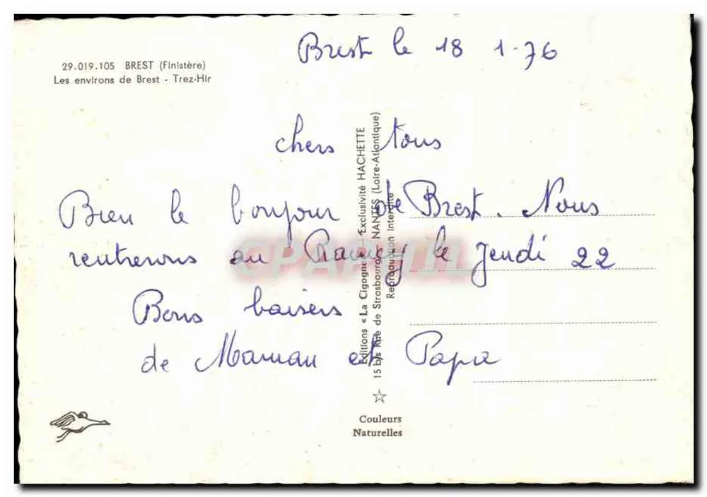 As proximidades de Brest - Trez-Hir — A Garça, n°29.019.105 - Verso