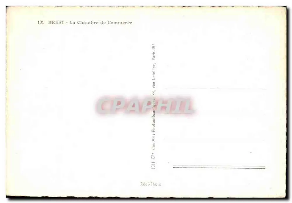 Brest - A Câmara de Comércio — editor Réal-Photo, n°191 - Verso