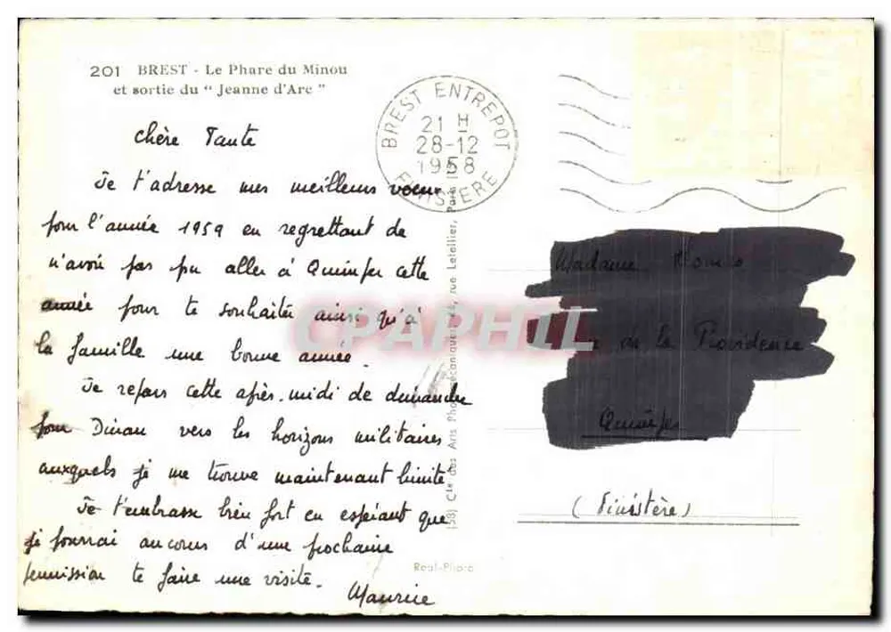 Cap Fréhel — Leuchtturm Minou und Abfahrt des "Jeanne d'Arc" — Cap - Rückseite