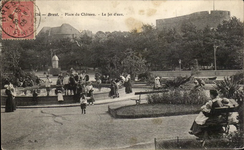 Brest - Place du Château - Le Jet d'eau — G. B. - Vorderseite