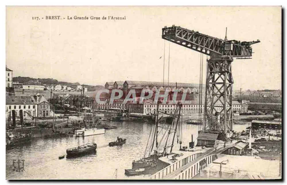 Brest - Ansicht der großen Krane des Arsenal — Imprimerie Réunies de Mancy, n° 117 - Vorderseite
