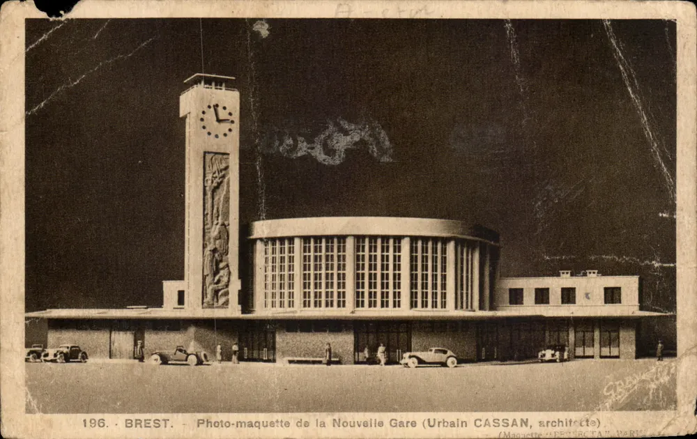 Brest — Photo-Maquette der Neuen Bahnhofs (Urbain CASSAN, Architekt) — G. Arlaud, Verlag - Vorderseite