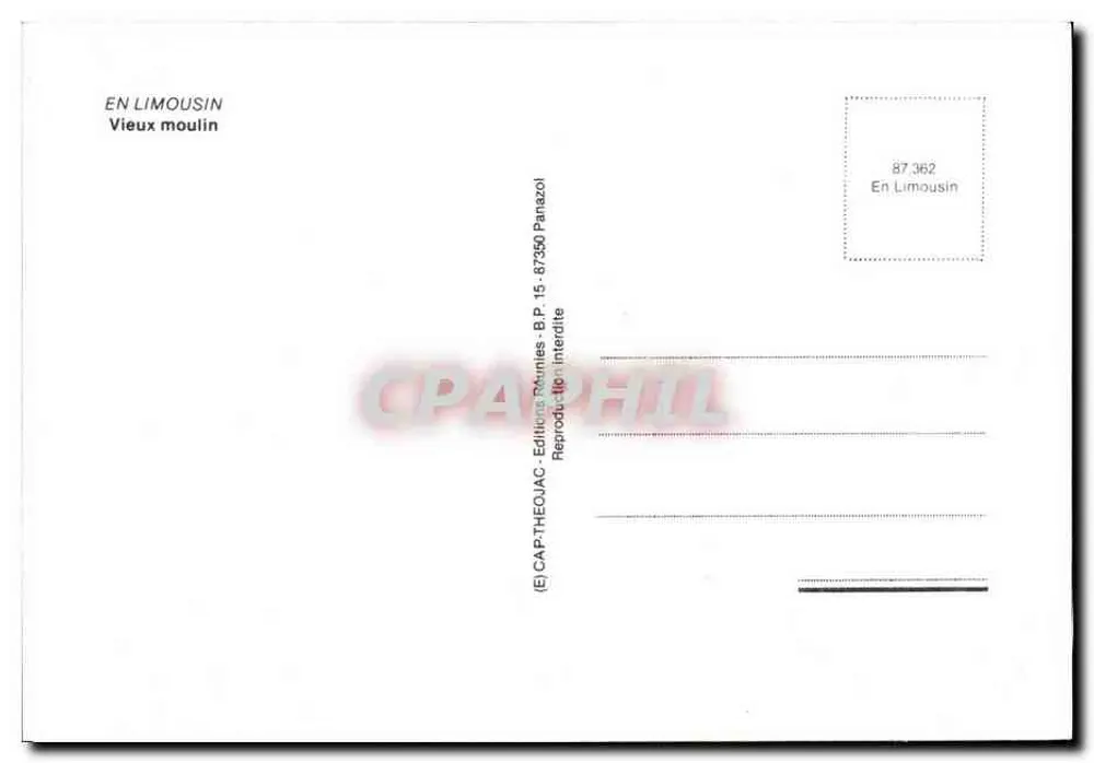 Em Limousin — Velho moinho — Edição CAP'THEOJAC - Verso