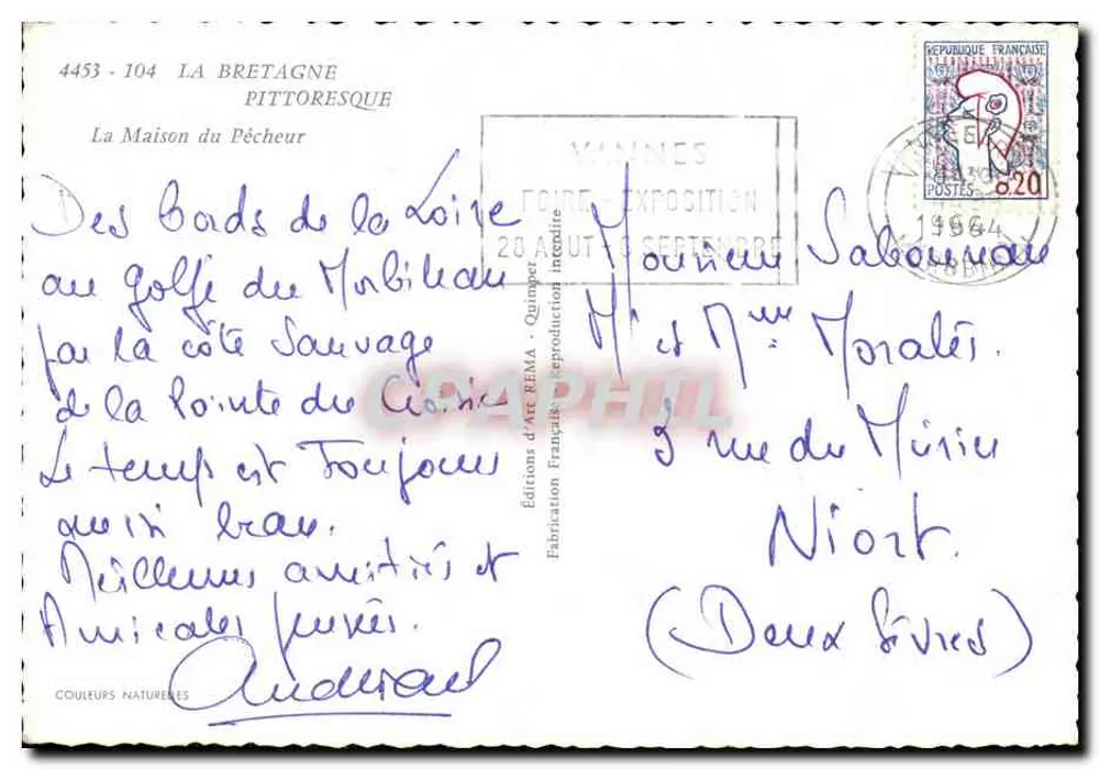 Maison du Pêcheur — cabane à toit de chaume au bord d'un lac — Éditions d'Art RENMA, Quimper - Rückseite