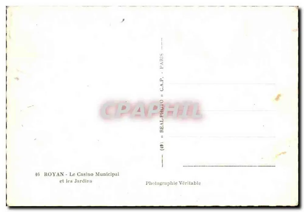 Royan - Das Municipale Casino und die Gärten — Verlag REAL-PHOTO, Nr. 46 - Rückseite
