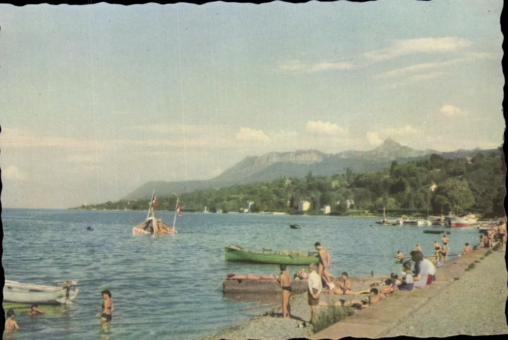 Amphion — A praia — S.A.E.M.E. Évian (Haute-Savoie) — Coleção 'Évian e seus arredores' — Georges Lang, Paris - Frente