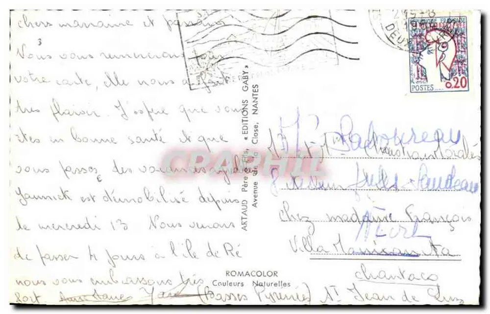 Insel Ré — Leuchtturm der Wale, Marie Rétalaise, Bucht von Troussé-Chemise, Salzmoore, Esel in Gulate — Artaud Editions, Nantes - Rückseite