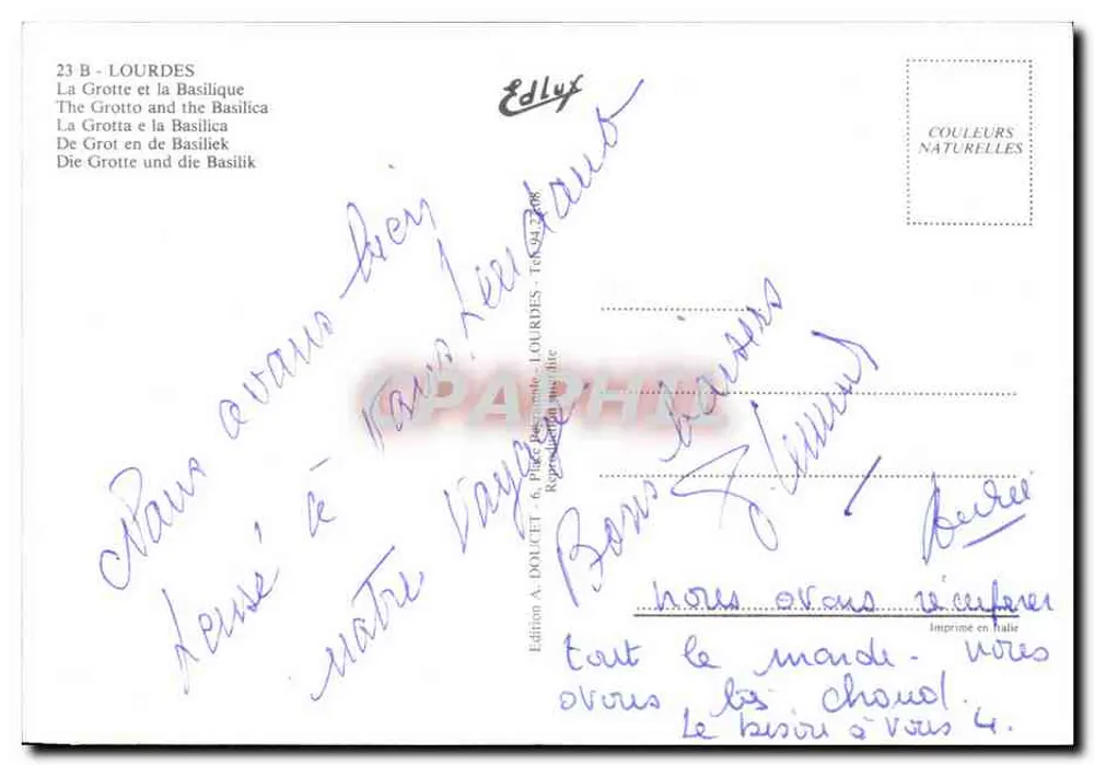 Lourdes — A Gruta e a Basílica — Edlux - Verso