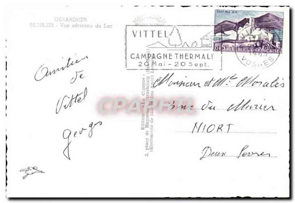 Vista aérea do Lago de Cigogne — Éditions La Cigogne, n° 88.193.125 - Verso