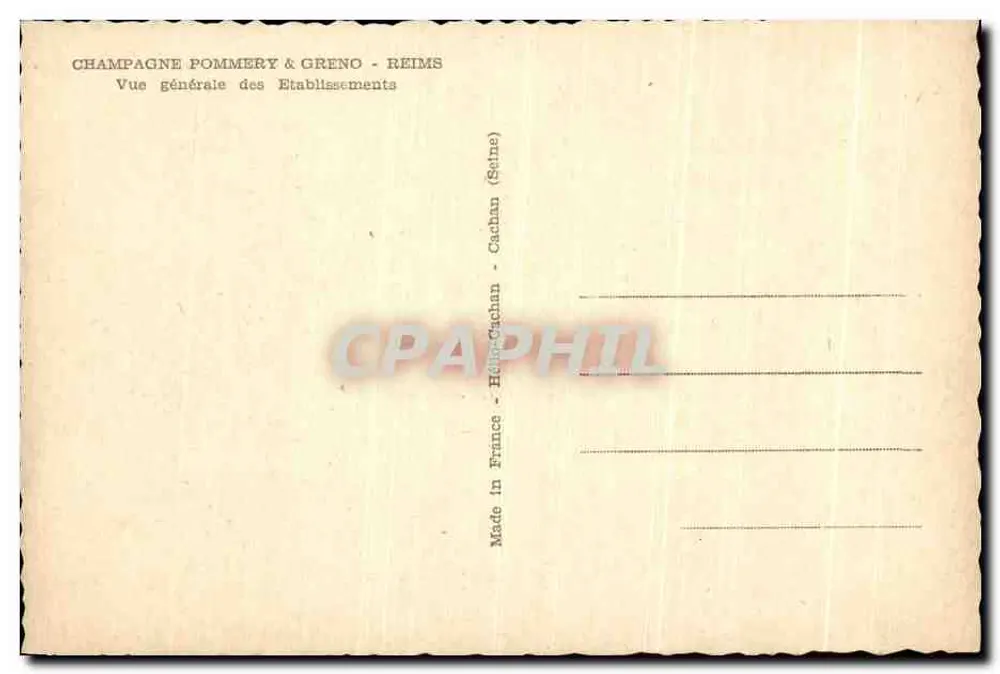 Allgemeiner Blick auf die Champagne Pommery & Greno Einrichtungen - Reims — Verlag Champagne Pommery & Greno - Reims - Rückseite