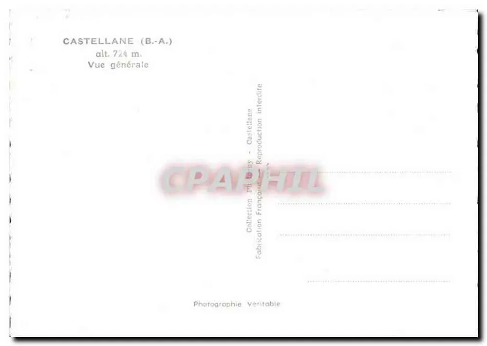 Castellane (B.-A.) — Vista geral — alt. 724 m — Fotografia Veritable - Verso