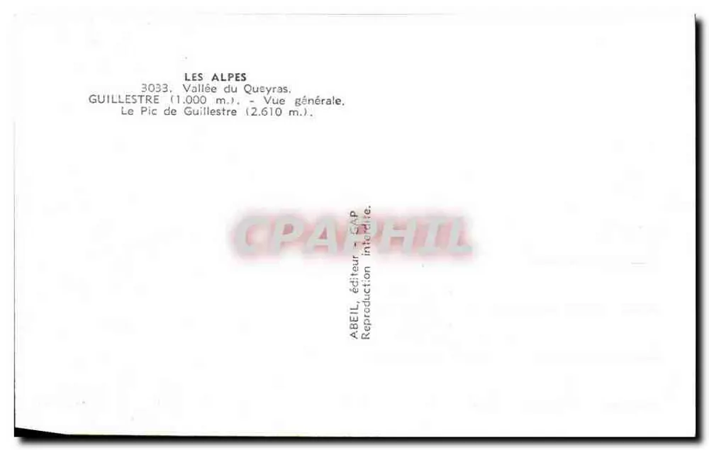Guillemette — Tal des Queyras — allgemeine Ansicht — Verlag ABEIL, Nr. 3033 - Rückseite