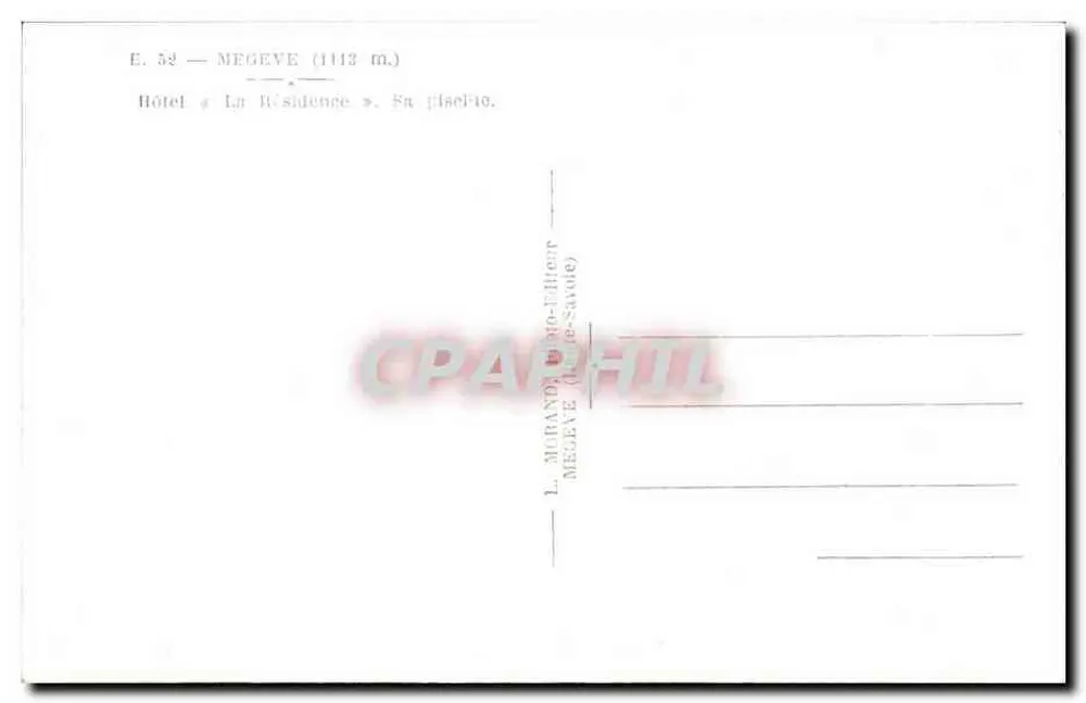 Mégeve — Hotel 'La Résidence' — Editor L. Morandat, Mégeve (Alta Saboia) - Verso