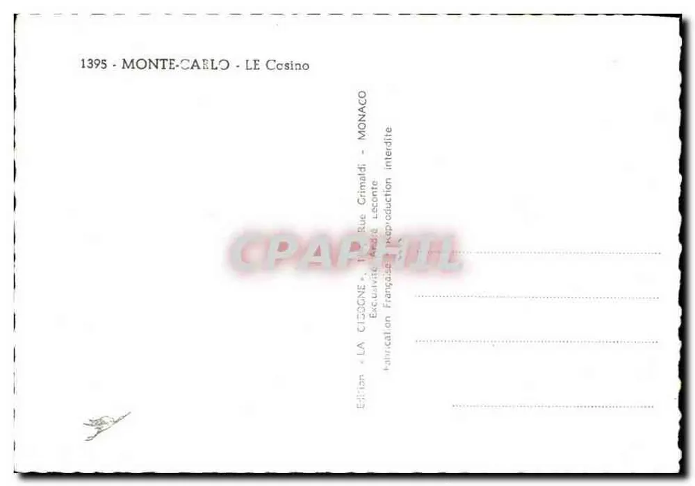 O Casino de Monte-Carlo — vista externa — Edição « La Cigogne » - Verso