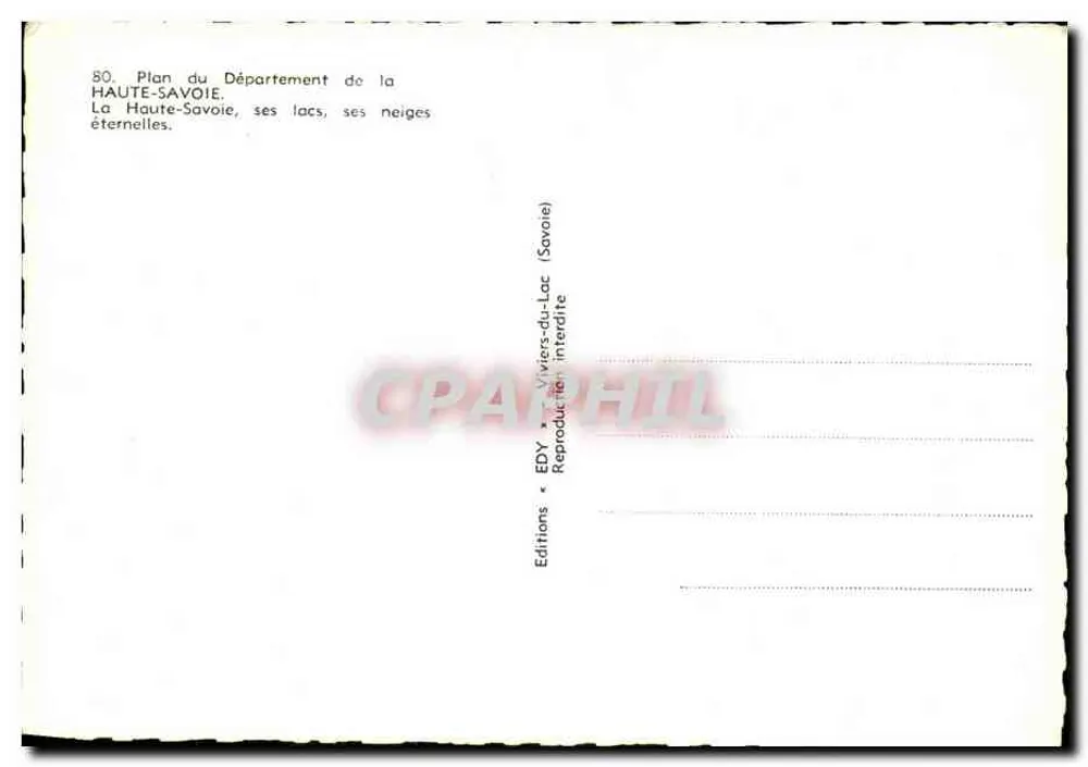 Haute-Savoie — Plano do departamento, seus lagos, suas neves eternas — Edições EDY Viviers-du-Lac - Verso