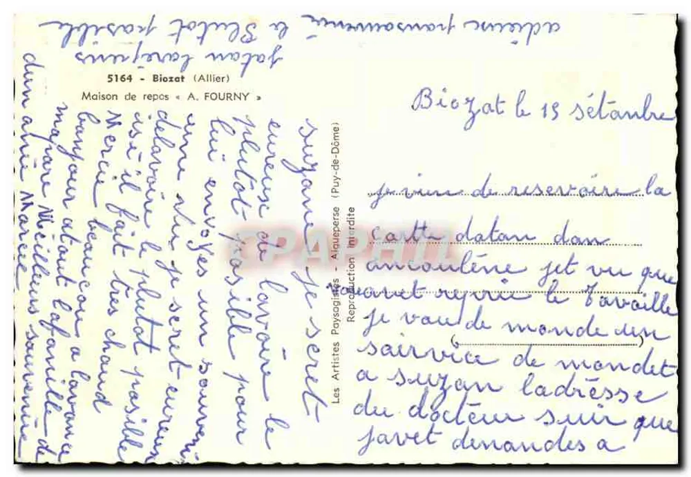 Castelo de Biozat — Casa de repouso A. Fourny — Aiqueperse - Verso