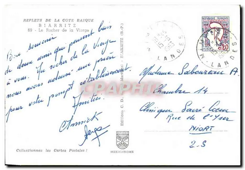 O Rocher de la Vierge — Biarritz — Edições C.D. Mexichrome - Verso