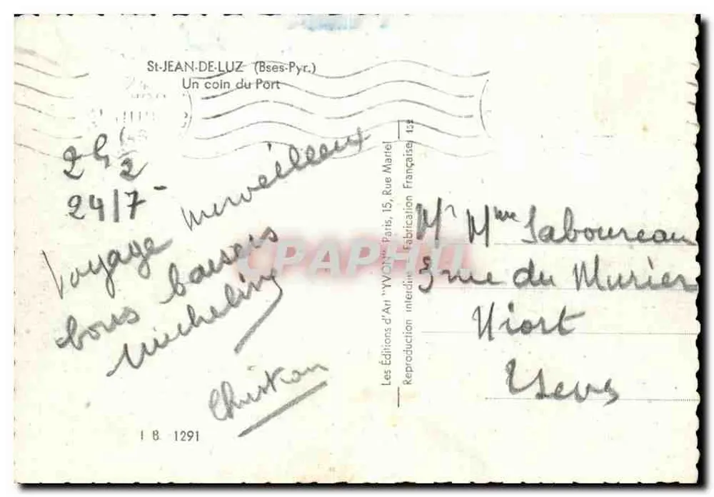 St-Jean-de-Luz — Ein Eckchen des Hafens — Les Éditions d'Air 'YVON' Paris - Rückseite