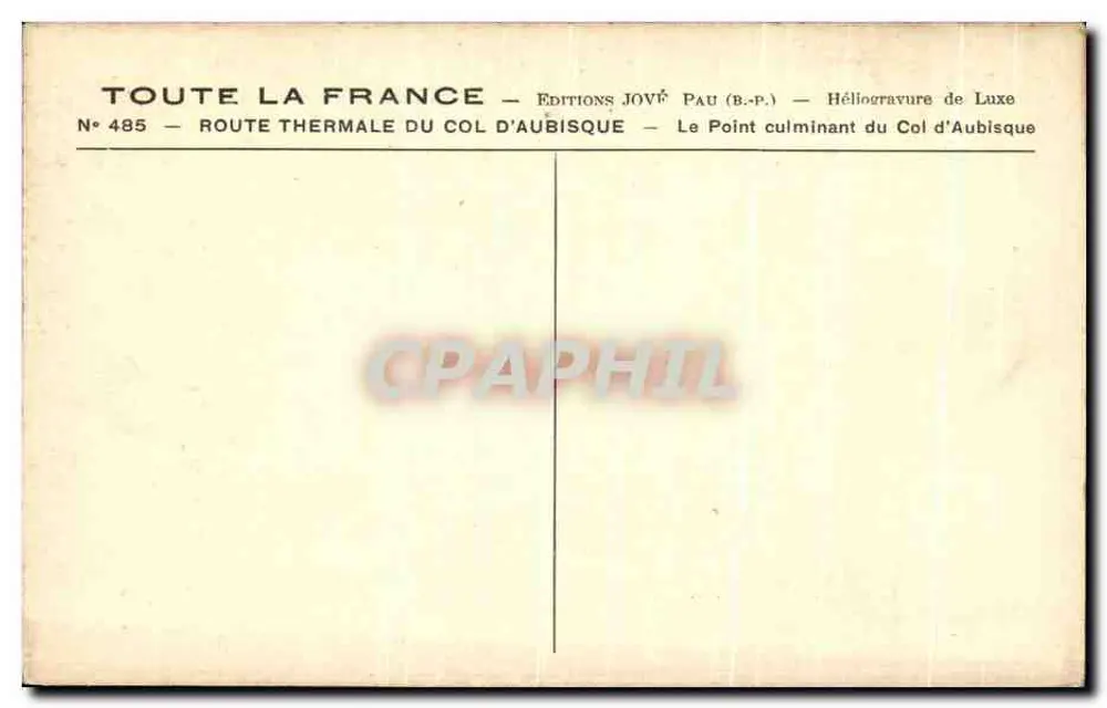 Col d'Aubisque — Der Gipfel — Editionen von Jovî Pau (B.-P.) - Rückseite