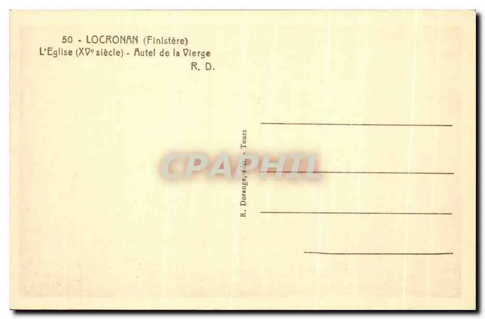 Kościół w Locronan — Ołtarz Najświętszej Maryi Panny — R. Dorange, wydawca, Tours - Rewers