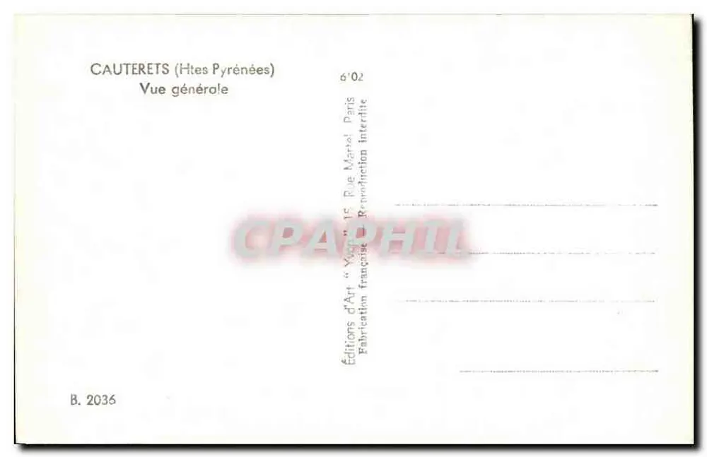 Cauterets (Altas Pirineus) — Vista geral — Edições de Arte 'Yacht' Paris - Verso