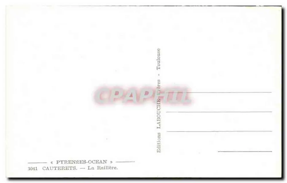 La Raillère — Cauterets — Editions Pyrénées-Océan - Rückseite
