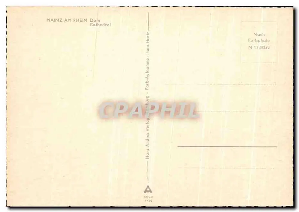 Mainz no rio Reno — Catedral — editor Hans Andres Verlag, n° 8052 - Verso