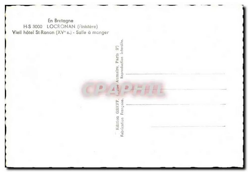 Esszimmer — Altes Hotel Saint-Ronan (15. Jahrhundert) — Ausgabe GREFF, Paris - Rückseite