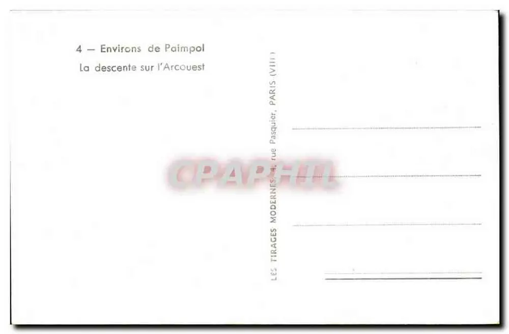 Arredores de Paimpol — A descida para o Arcouest — Editor Pasquier, Paris - Verso