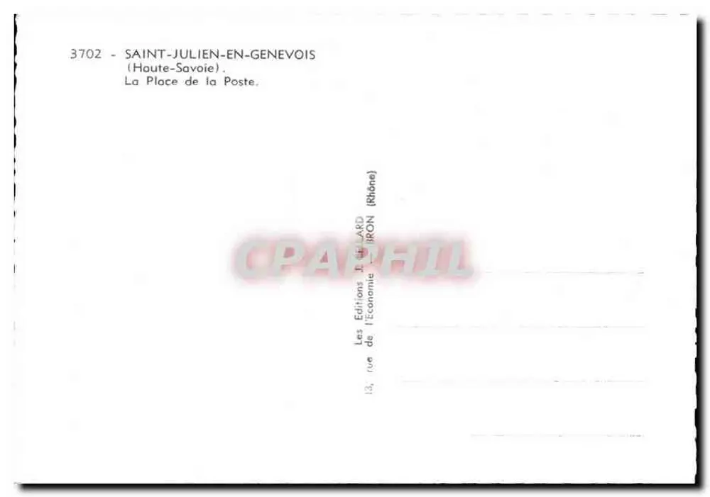 Saint-Julien-en-Genevois — La Place de la Poste — Les Éditions de l'Économie (Rhône) - Rückseite