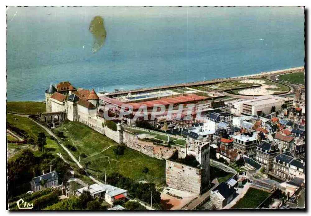 Dieppe — Vue aérienne du château et de la plage — Imprimerie CIM - Frente