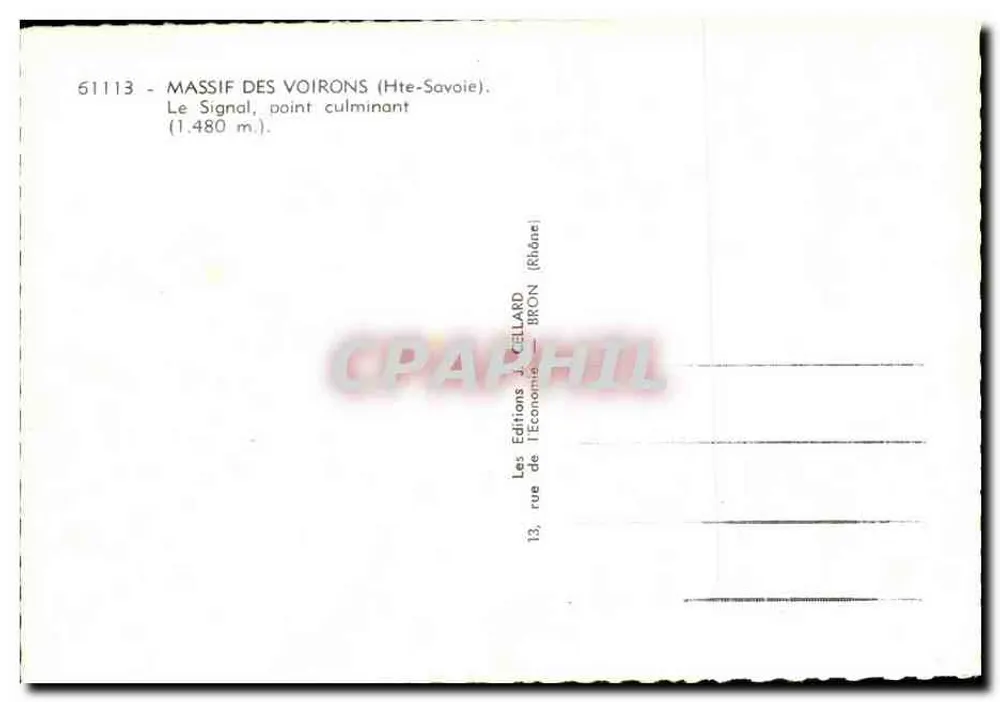 Der Signal — höchster Punkt des Massivs Voiron (Höhe Savoyen) — Éditions Cellard, Bron - Rückseite