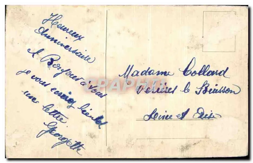 Bouquet de fleurs — fleurs roses et bleues avec feuillage — éditeur 'Krausenfels' et n° de série 'Série A Dés' - Verso
