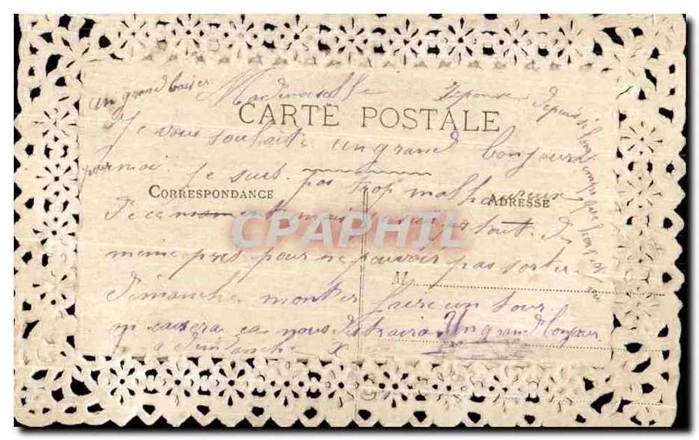 Lembrança de boa amizade — carta postal decorada com flores e um carimbo — editor desconhecido - Verso
