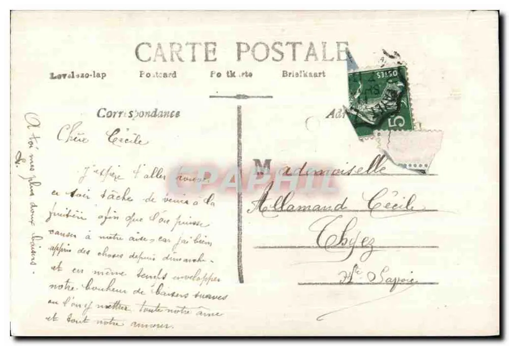 Offre du cœur — portrait d'un homme avec bouquet — éditeur TRIOMPHE, Paris, n° S40 - Verso