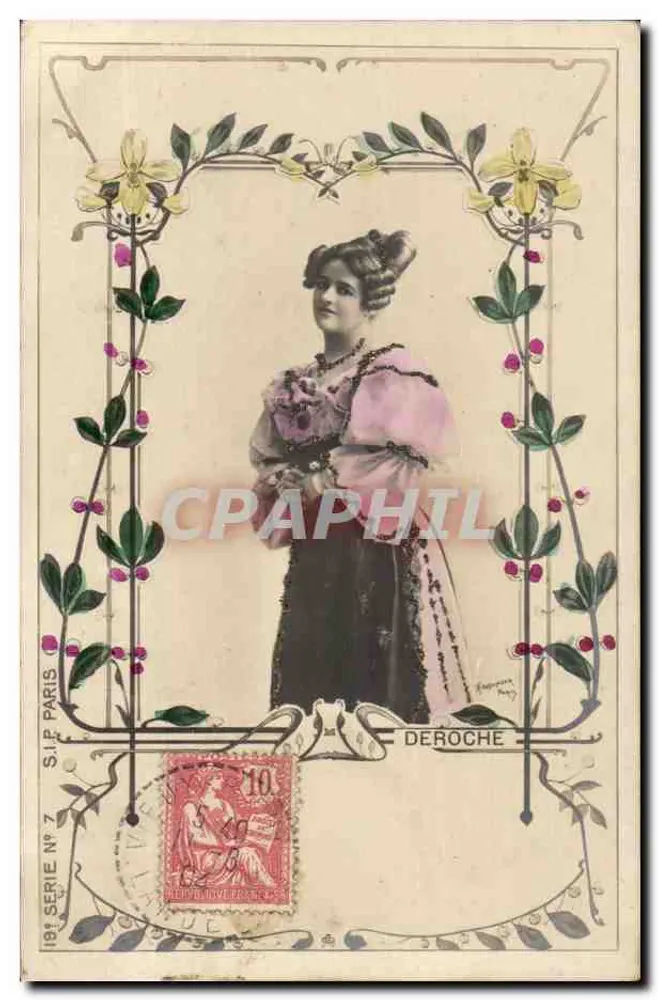 Frau in einem rosa Kleid — S.J.P. Paris, Serie 7 — Deroche - Vorderseite
